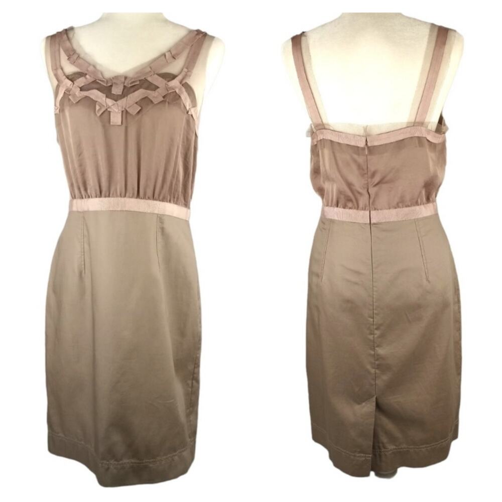 LOFT Taupe Satin and Chintz Party Dress NWT 8  Coquette  Glam  Fairycore